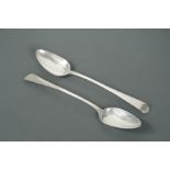 A pair of George III silver basting spoons,