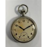 Unsigned – A base metal military issue open-faced pocket watch,