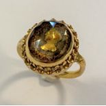 An unusual 18th Century gold portrait, hairwork, enamel and rock crystal memorial ring,