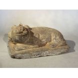 A Chinese grey veined marble stone Fo dog, in Tang Dynasty style,