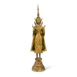 A standing gilt Buddha, Rattanakosin, circa 1850,