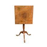 A 19th century burr maple and birch tripod occasional table,