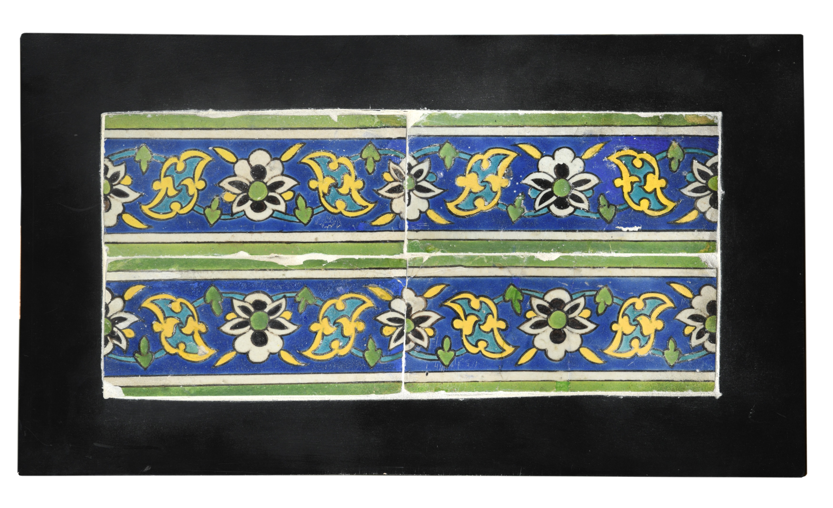 A 17th century Persian Safavid border tiles panel,