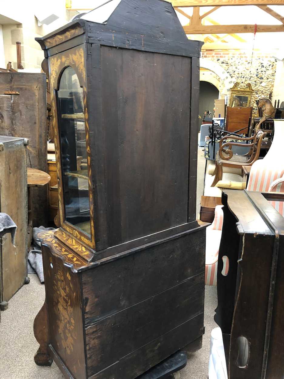 A Dutch walnut and floral marquetry vitrine, 18th century and later, - Image 12 of 12