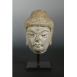 A Chinese grey sandstone Head of Buddha, in Tang Dynasty style,
