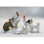 A collection of Meissen miniature animals,
