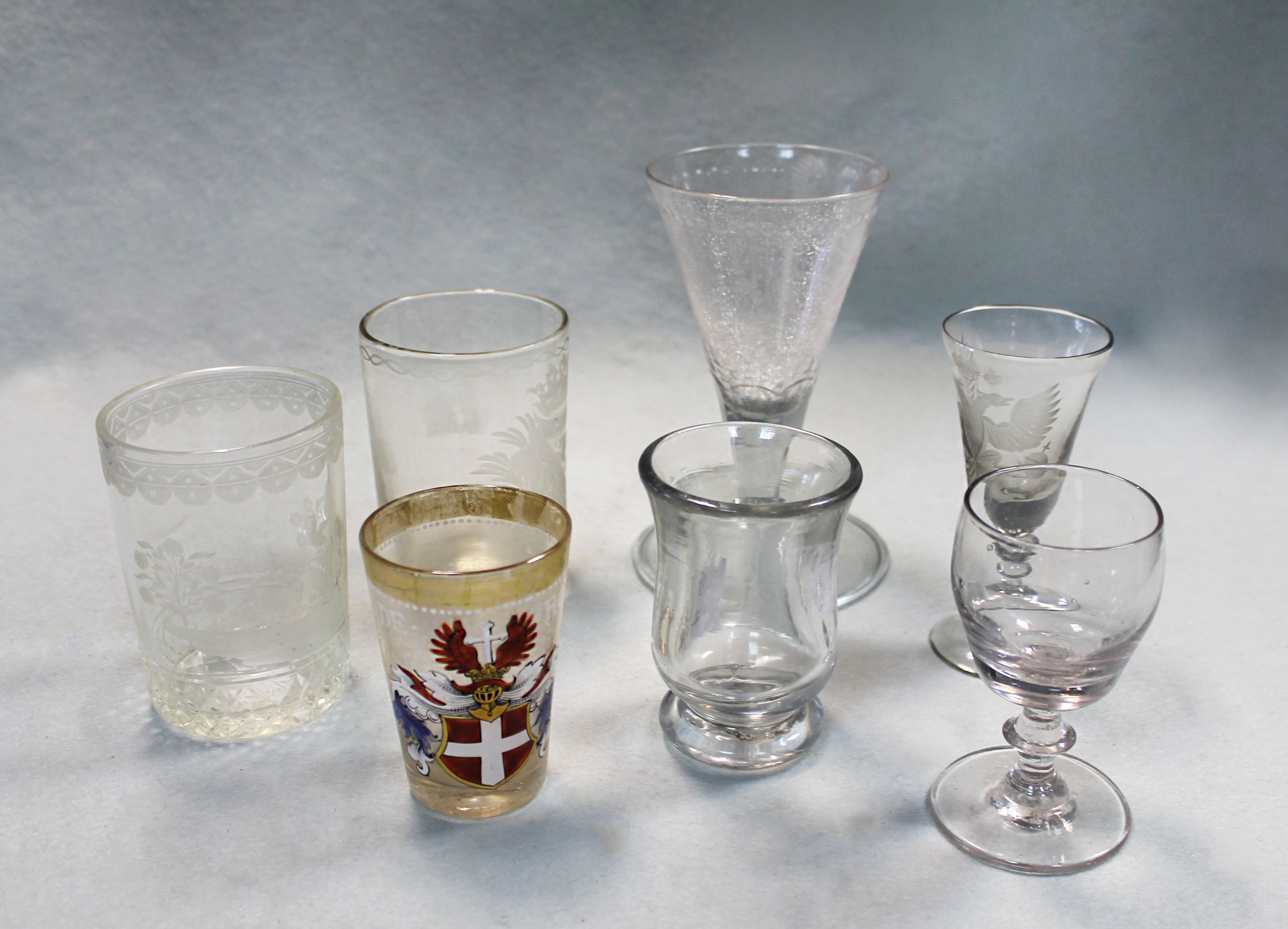 An 18th century drinking glass, possibly Russian,