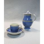 An 18th century pearlware mochaware small jug and cover,