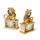 A pair of Barr Flight & Barr griffin candlesticks, circa 1805,