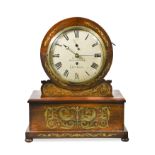 A Regency rosewood drum head mantel timepiece,