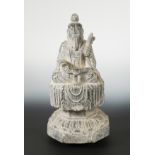 A Chinese limestone seated figure of Laozi on a pedestal, Wei Dynasty style,
