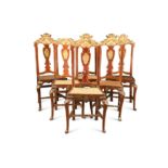 A set of six Spanish painted side chairs, 19th century,
