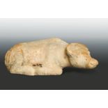A cream stone recumbent water buffalo, perhaps Tang Dynasty or earlier,