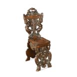 An Italian carved walnut sgabello, 19th century,