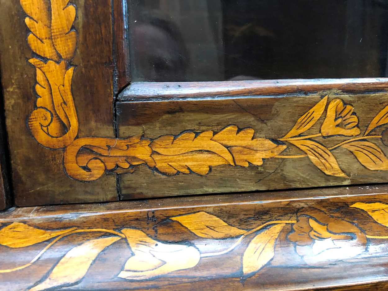 A Dutch walnut and floral marquetry vitrine, 18th century and later, - Image 8 of 12