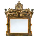 An impressive North Italian Lacca and parcel gilt Chinoiserie mirror c. 1880, probably Venice,
