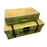 A vellum trunk and suitcase,