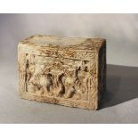 A Chinese white marble pillow or stand in relief with mythical animals, in Wei Dynasty style,