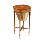 A Regency satinwood marquetry work table,