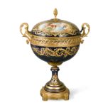 A Sevres two-handled ormolu mounted pedestal bowl and cover,
