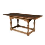An oak refectory table with two plank top, 18th century,