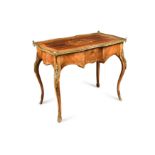 A rosewood, walnut banded and floral inlaid English bureau plat, mid 19th century,