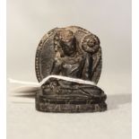 An Indian/Nepalese carved and polished blackstone tara,