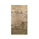 Three Chinese painted wallpaper sections,