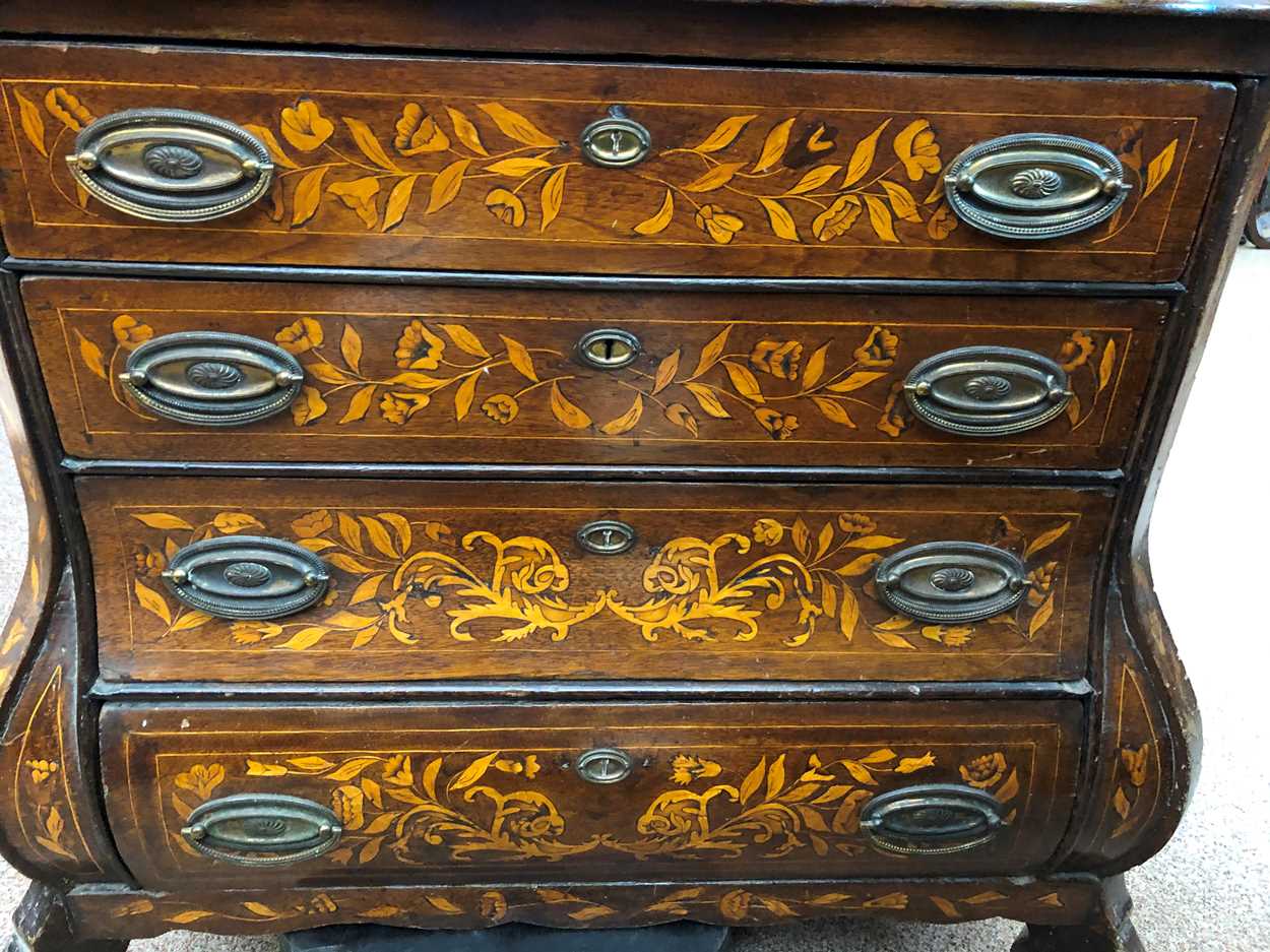 A Dutch walnut and floral marquetry vitrine, 18th century and later, - Image 3 of 12