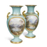 An impressive pair of Davenport two-handled vases,