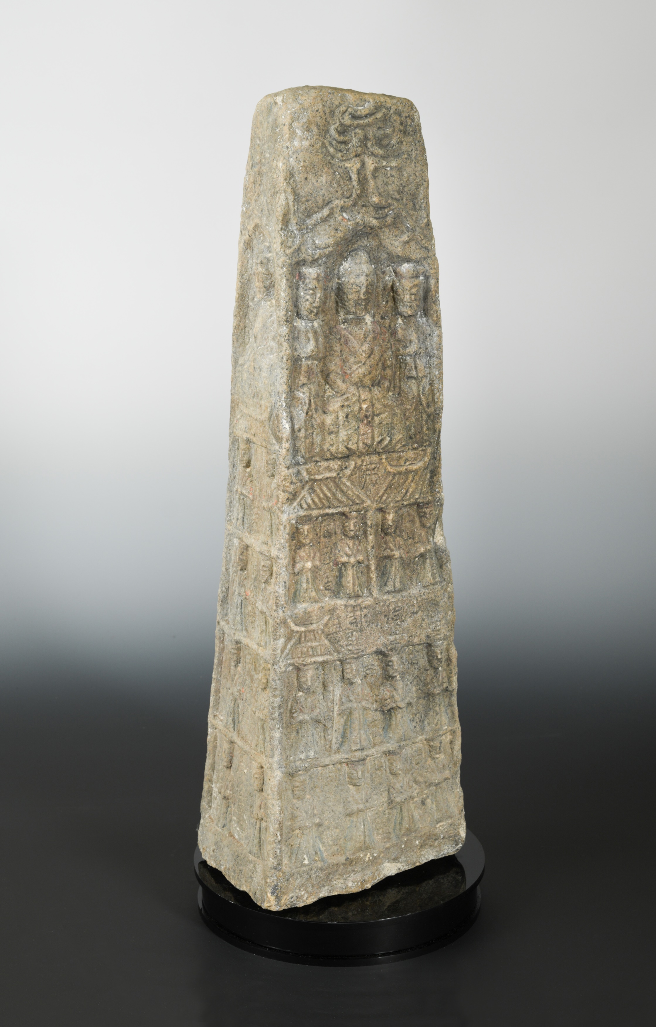 A Chinese stone votive stele, possibly Northern Wei Dynasty,