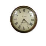 A Victorian mahogany circular wall timepiece,