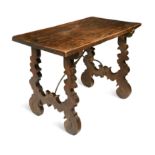 A Spanish walnut side table, 18th century,