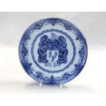 An 18th century Delft blue and white armorial plate,