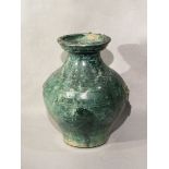 A Chinese green glaze pottery Hu, Han Dynasty,