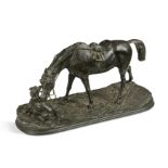 Pierre-Jules Mêne (French, 1810–1879), a bronze group of a horse and a dog,
