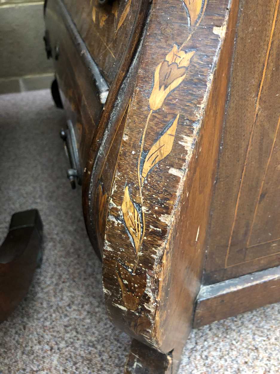 A Dutch walnut and floral marquetry vitrine, 18th century and later, - Image 9 of 12