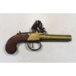 Archer London, a flintlock brass pocket pistol,