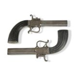 A pair of continental over and under percussion pistols,