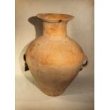 A Chinese grey-ware pottery large two-handled jar, perhaps Caiyuan culture (2800-1900BC),