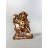 A Tibetan gilt bronze small figure Vajrapani, probably 14th century,