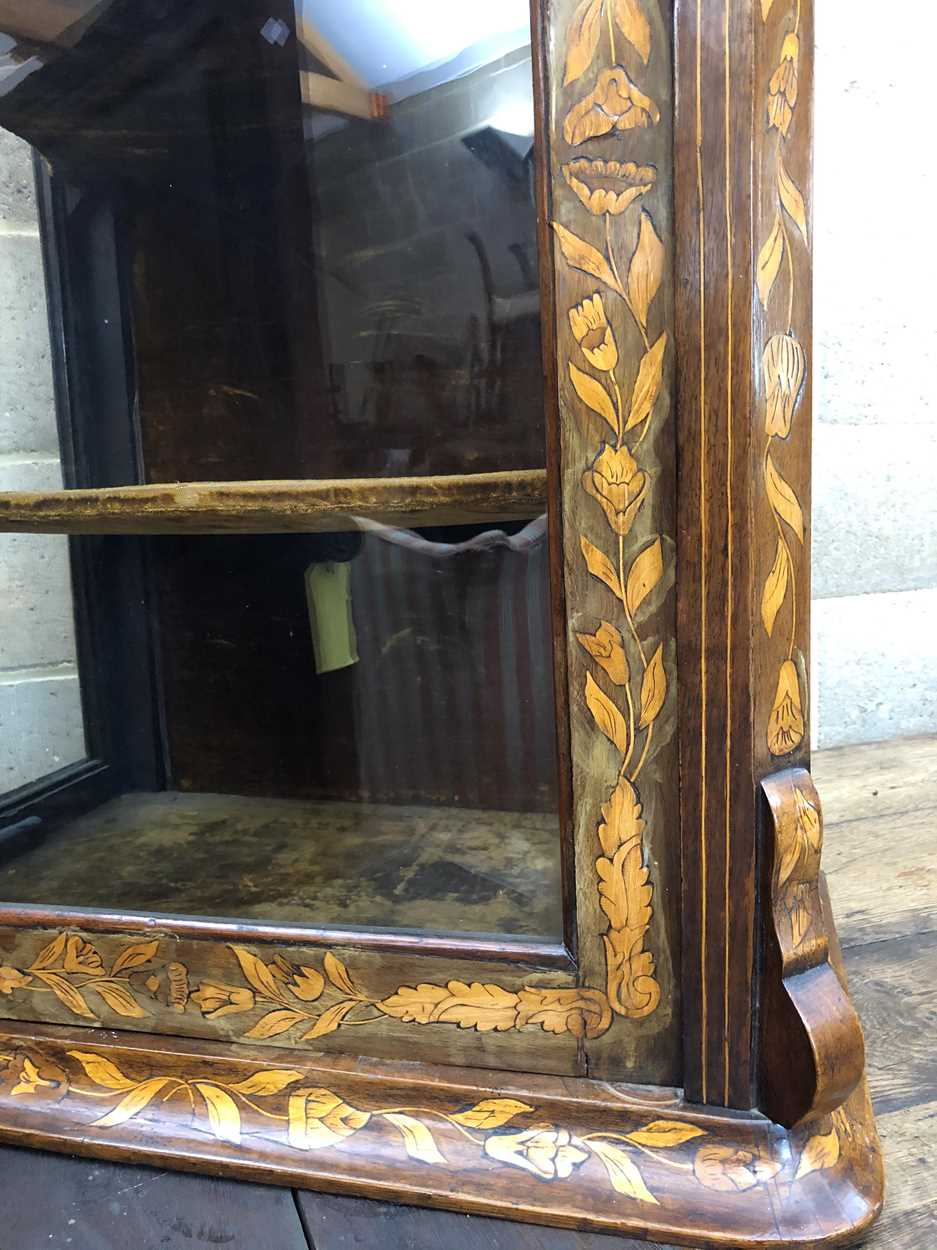 A Dutch walnut and floral marquetry vitrine, 18th century and later, - Image 10 of 12