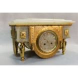 A French onyx mantel clock, late 19th century,