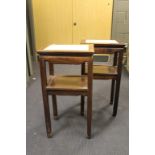 A pair of Chinese hardwood stands with marble tops, 20th century