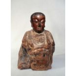 A Chinese carved and painted wood bust of Wudi, God of War, probably late Ming Dynasty (1368-1644),