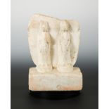 A Chinese white marble double Bodhisattva stele, with aureole, with inscriptions, Northern Qi style,