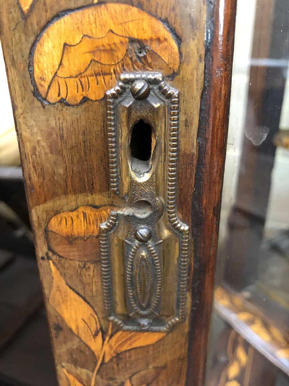 A Dutch walnut and floral marquetry vitrine, 18th century and later, - Image 7 of 12