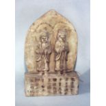 A Chinese white marble double Bodhisattva stele, in Northern Wei/Qi Dynasty style,