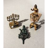 Three Chinese small bronze and gilt bronze Buddhist figures, in Wei Dynasty style,