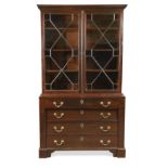 An early George III style mahogany secretaire bookcase,